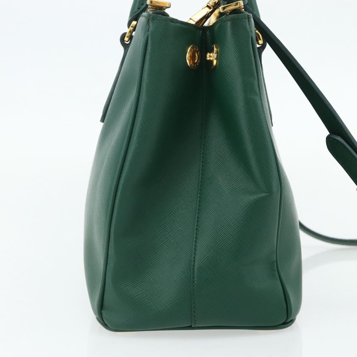 PRADA Hand Bag Safiano leather 2way Green Gold Auth 179225A