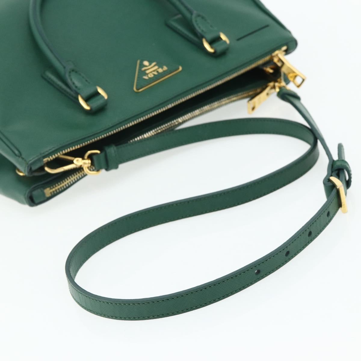 PRADA Hand Bag Safiano leather 2way Green Gold Auth 179225A