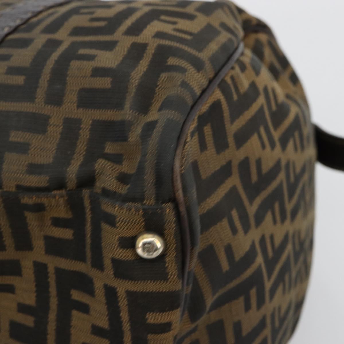 FENDI Zucca Canvas Celeria Boston Bag Black Brown Auth 179230A