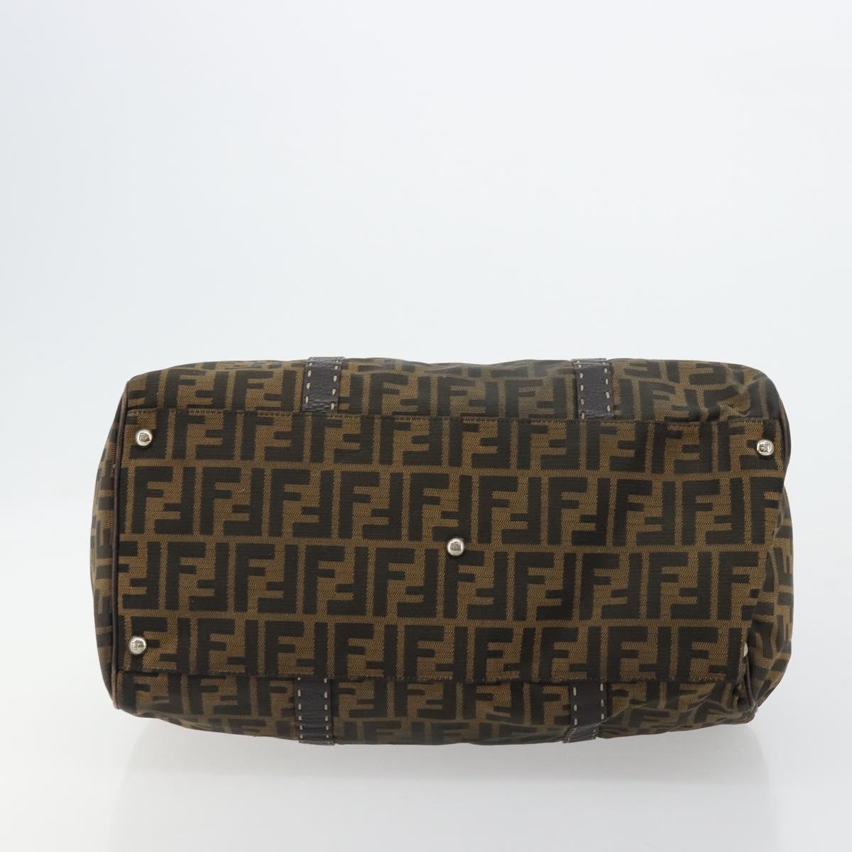 FENDI Zucca Canvas Celeria Boston Bag Black Brown Auth 179230A