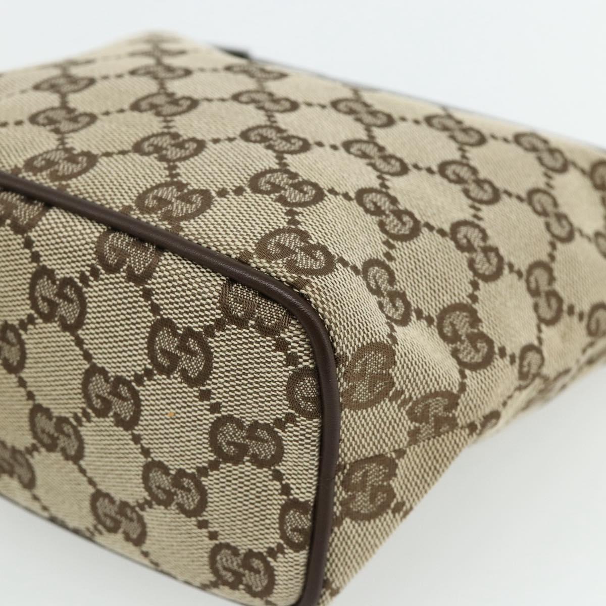 GUCCI GG Canvas Hand Pouch Beige Silver 039 1147 Auth 179232A
