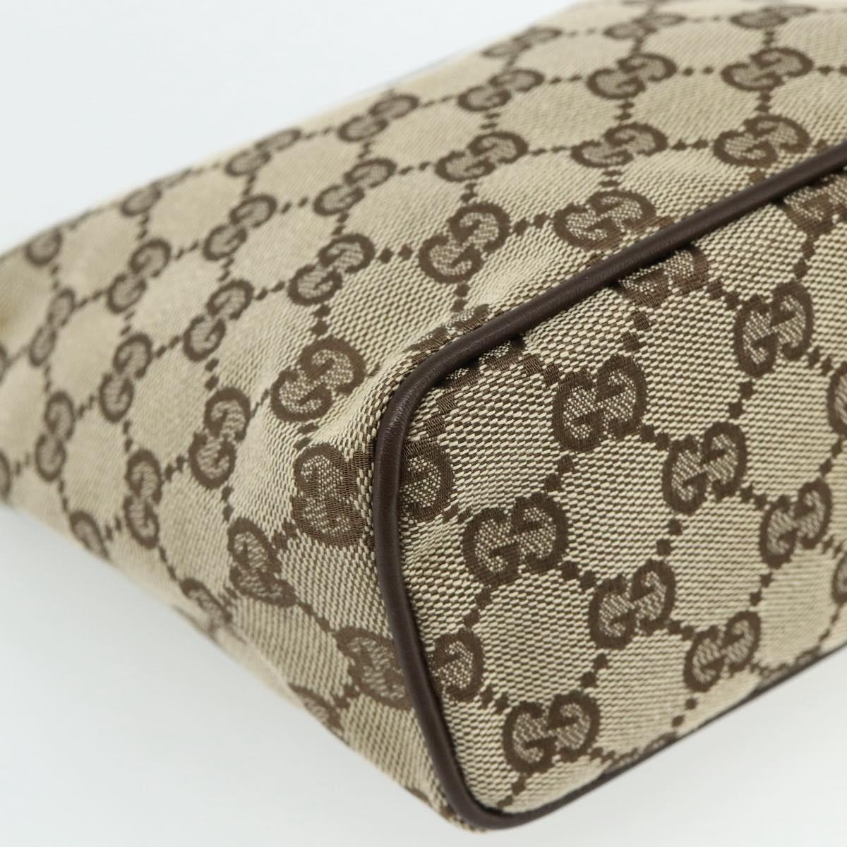 GUCCI GG Canvas Hand Pouch Beige Silver 039 1147 Auth 179232A