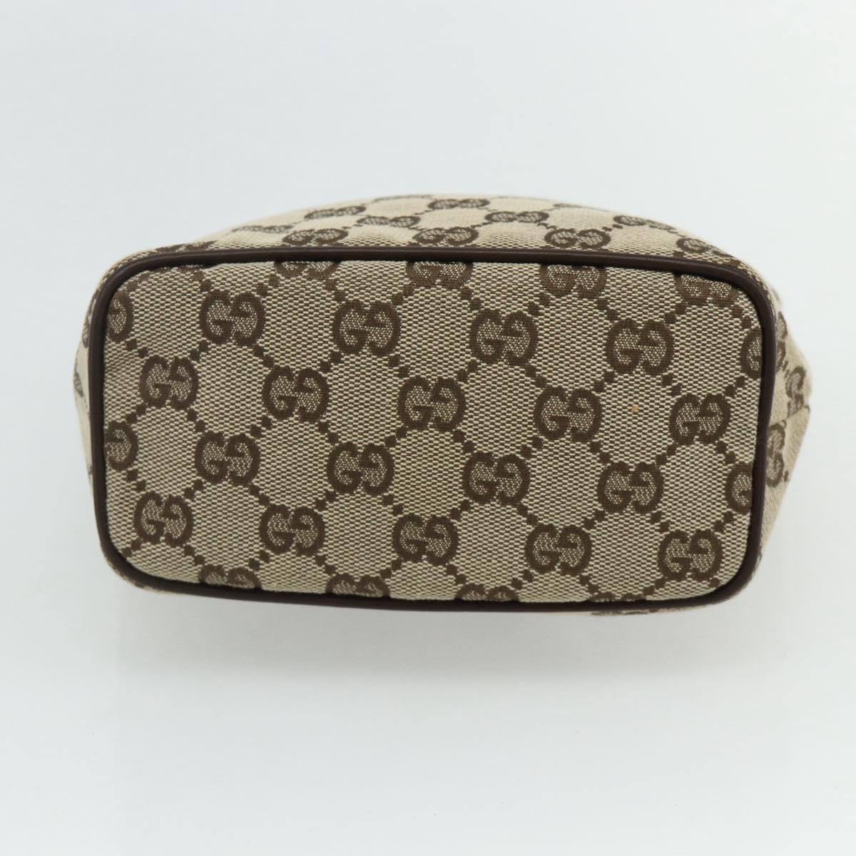 GUCCI GG Canvas Hand Pouch Beige Silver 039 1147 Auth 179232A