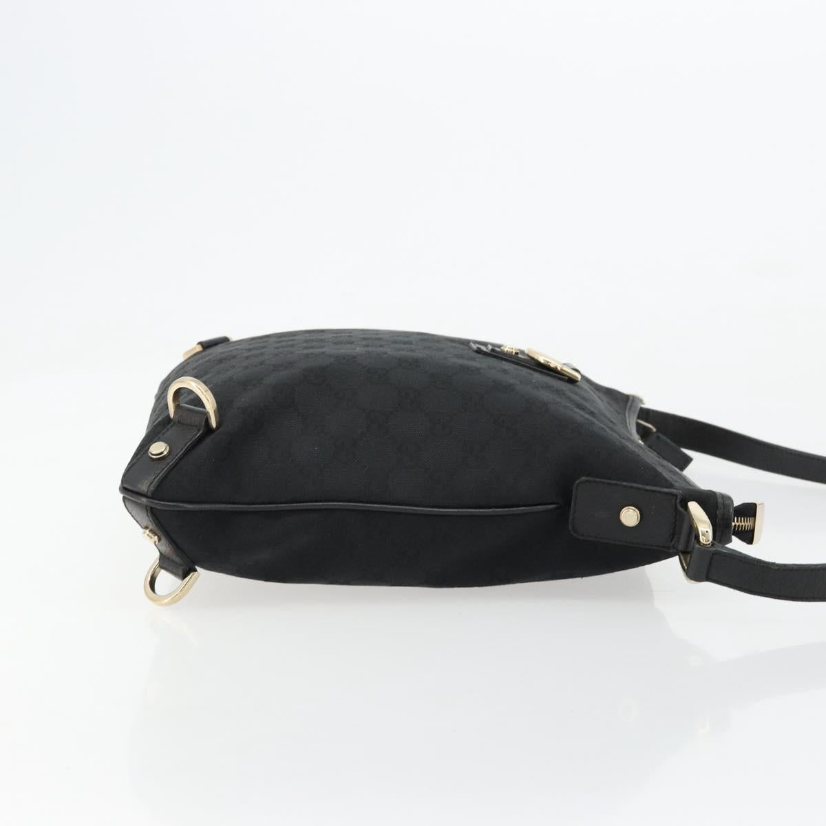 GUCCI Abbey GG Canvas Shoulder Bag Black Gold 131326 Auth 179234A