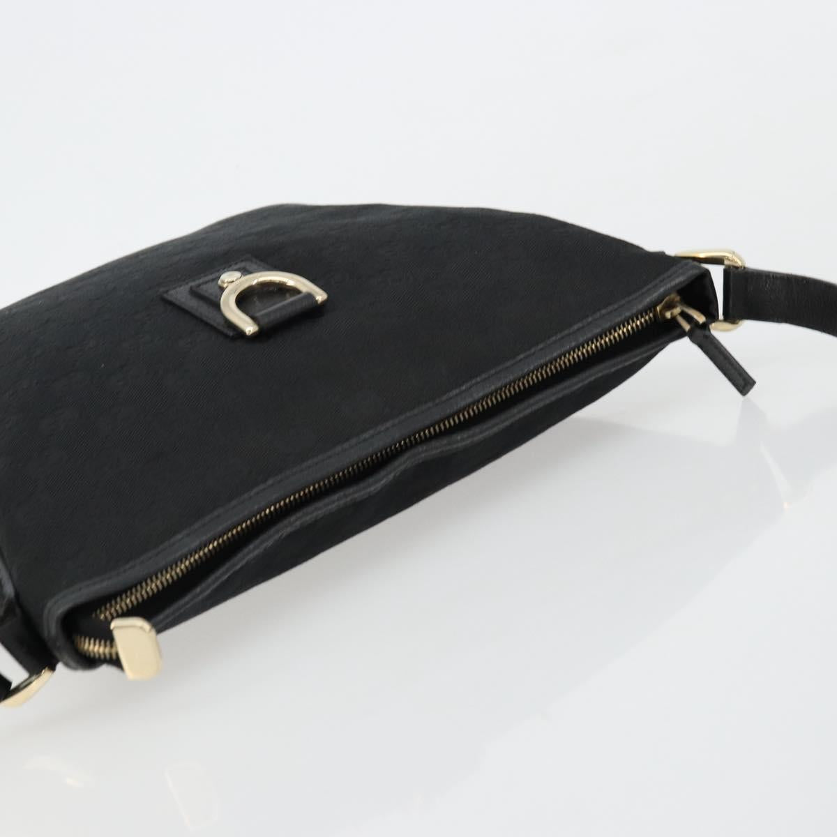 GUCCI Abbey GG Canvas Shoulder Bag Black Gold 131326 Auth 179234A