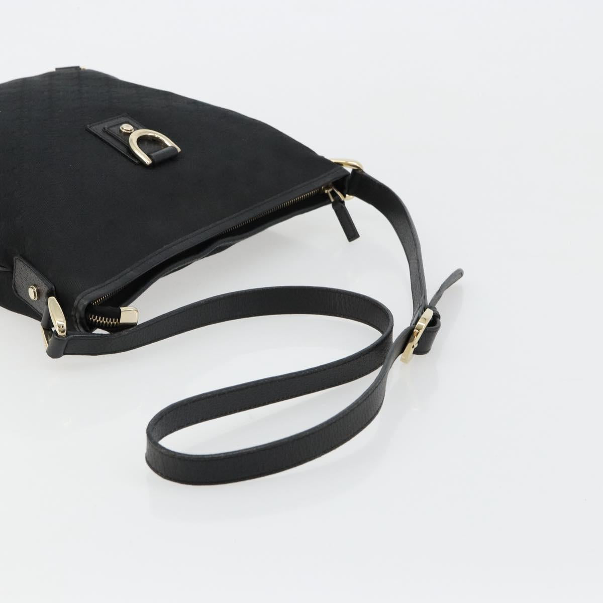 GUCCI Abbey GG Canvas Shoulder Bag Black Gold 131326 Auth 179234A