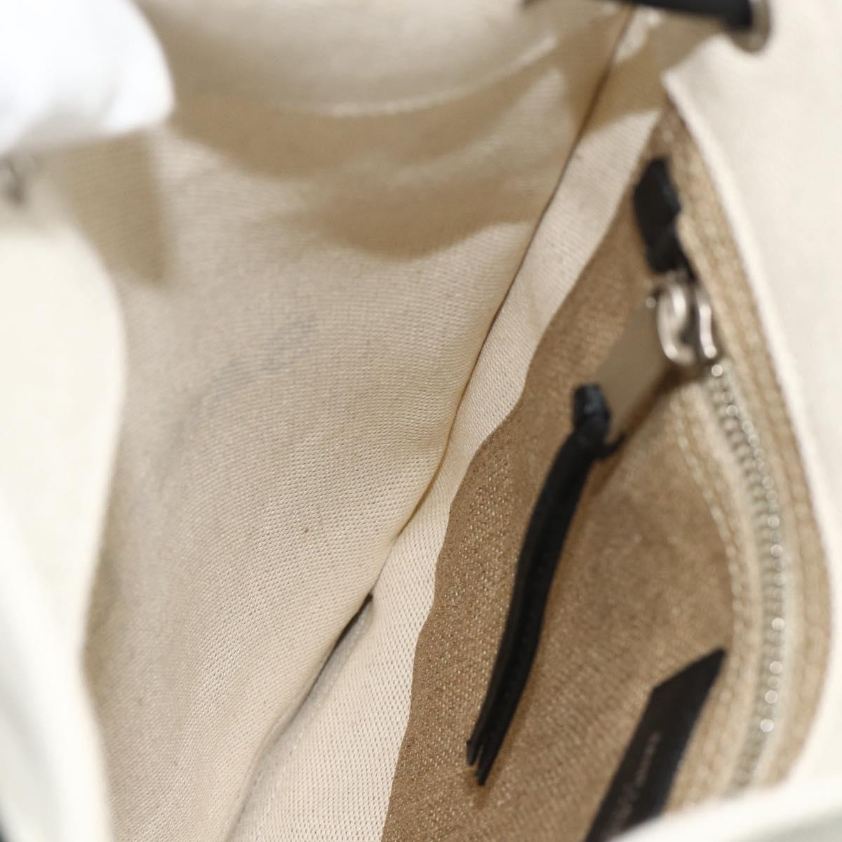 SAINT LAURENT Backpack Shoulder Bag Canvas Silver Beige Auth 179237A