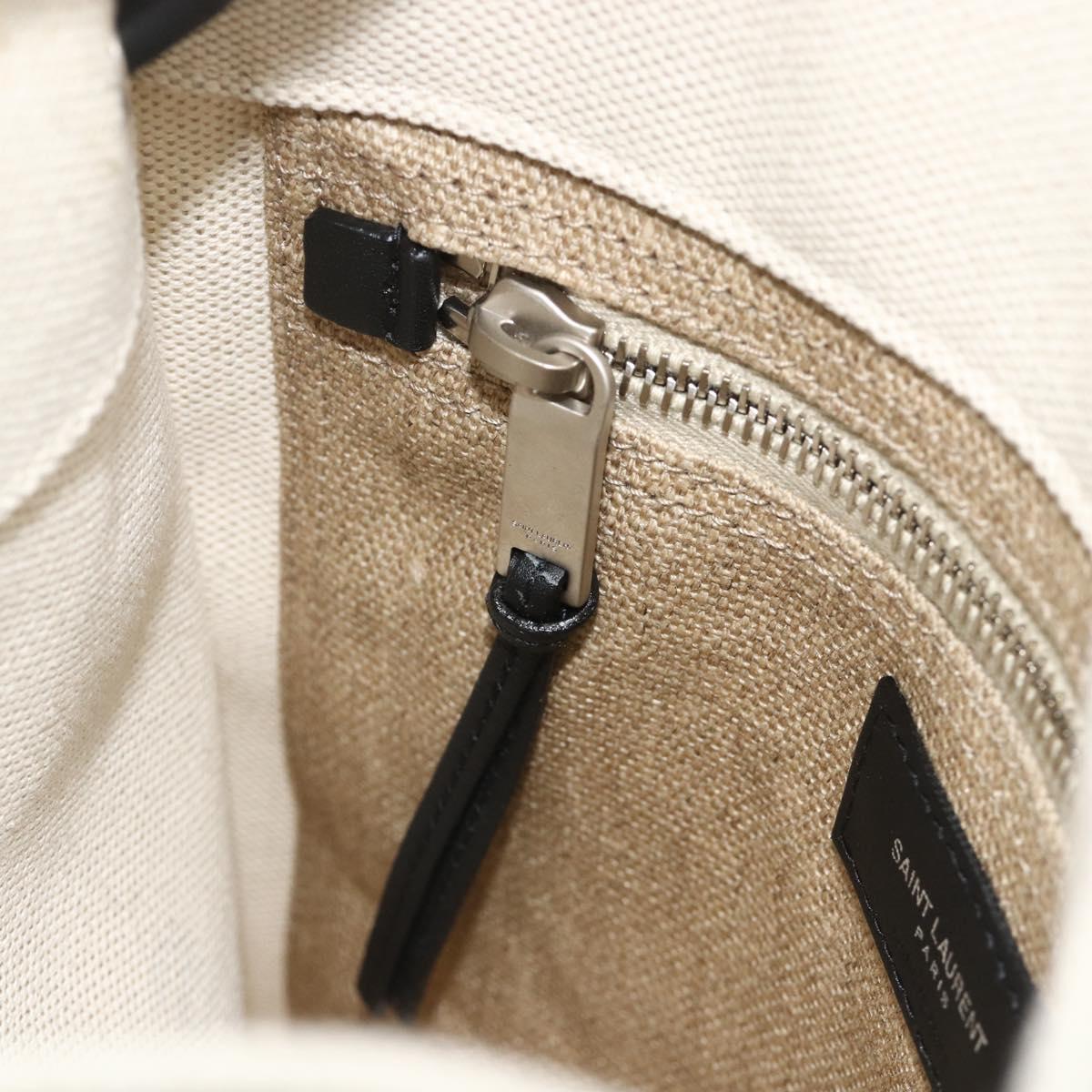 SAINT LAURENT Backpack Shoulder Bag Canvas Silver Beige Auth 179237A