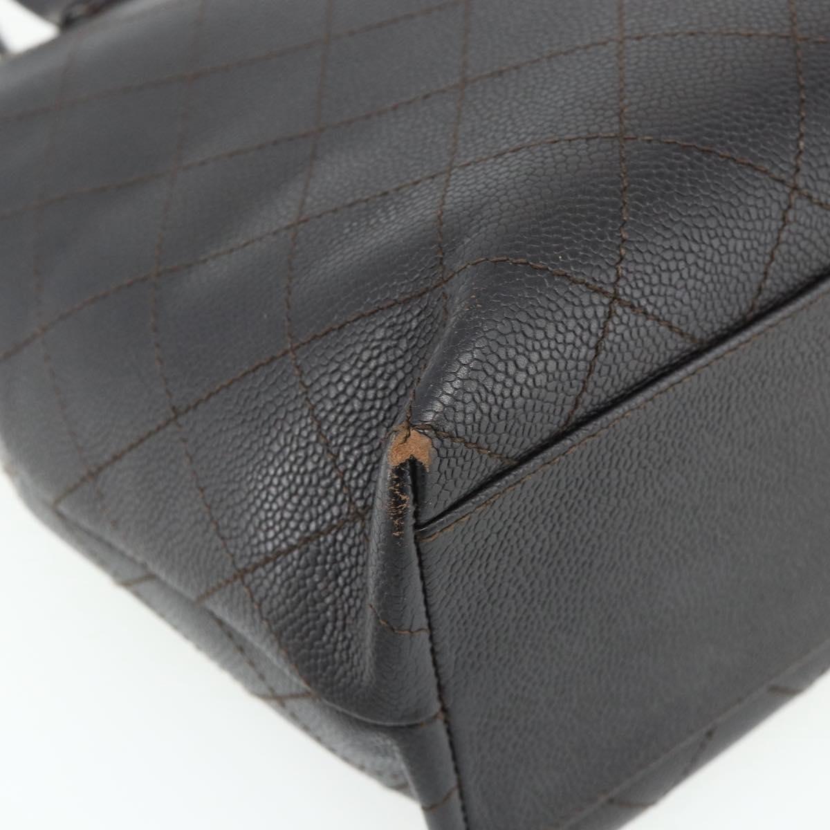 CHANEL Matelasse Tote Bag Caviar Skin Dark Brown Gold CC Auth 179241A