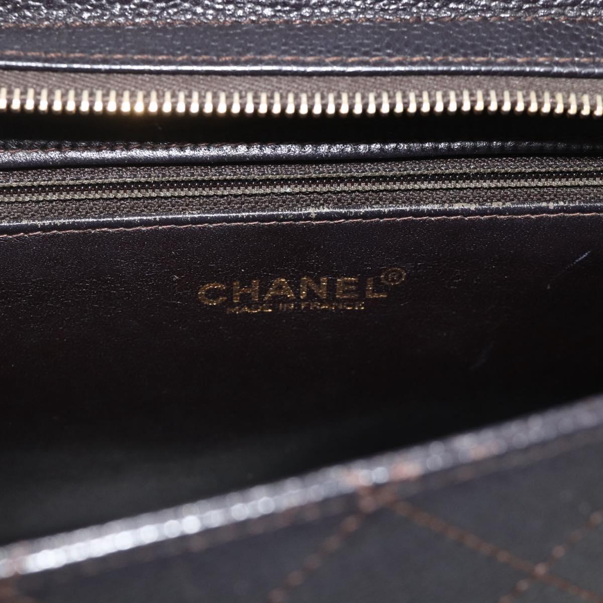 CHANEL Matelasse Tote Bag Caviar Skin Dark Brown Gold CC Auth 179241A