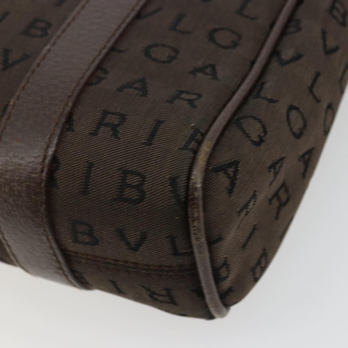 BVLGARI Logo Mania Hand Bag Canvas Brown Auth 179248A
