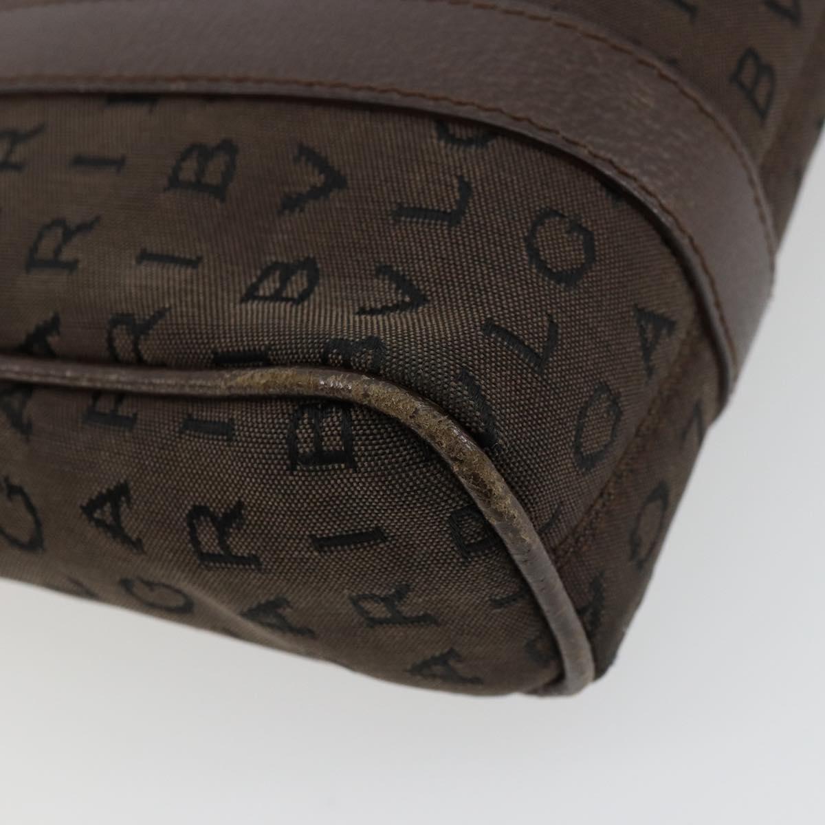 BVLGARI Logo Mania Hand Bag Canvas Brown Auth 179248A