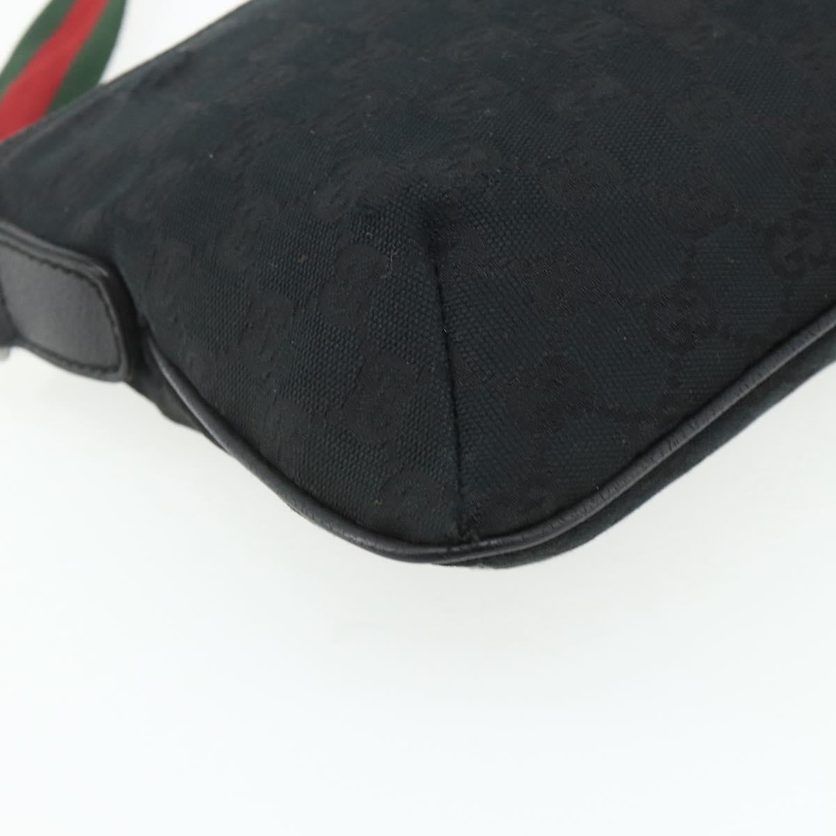 GUCCI Web Sherry Line GG Canvas Shoulder Bag Black Red Green 189749 Auth 179252