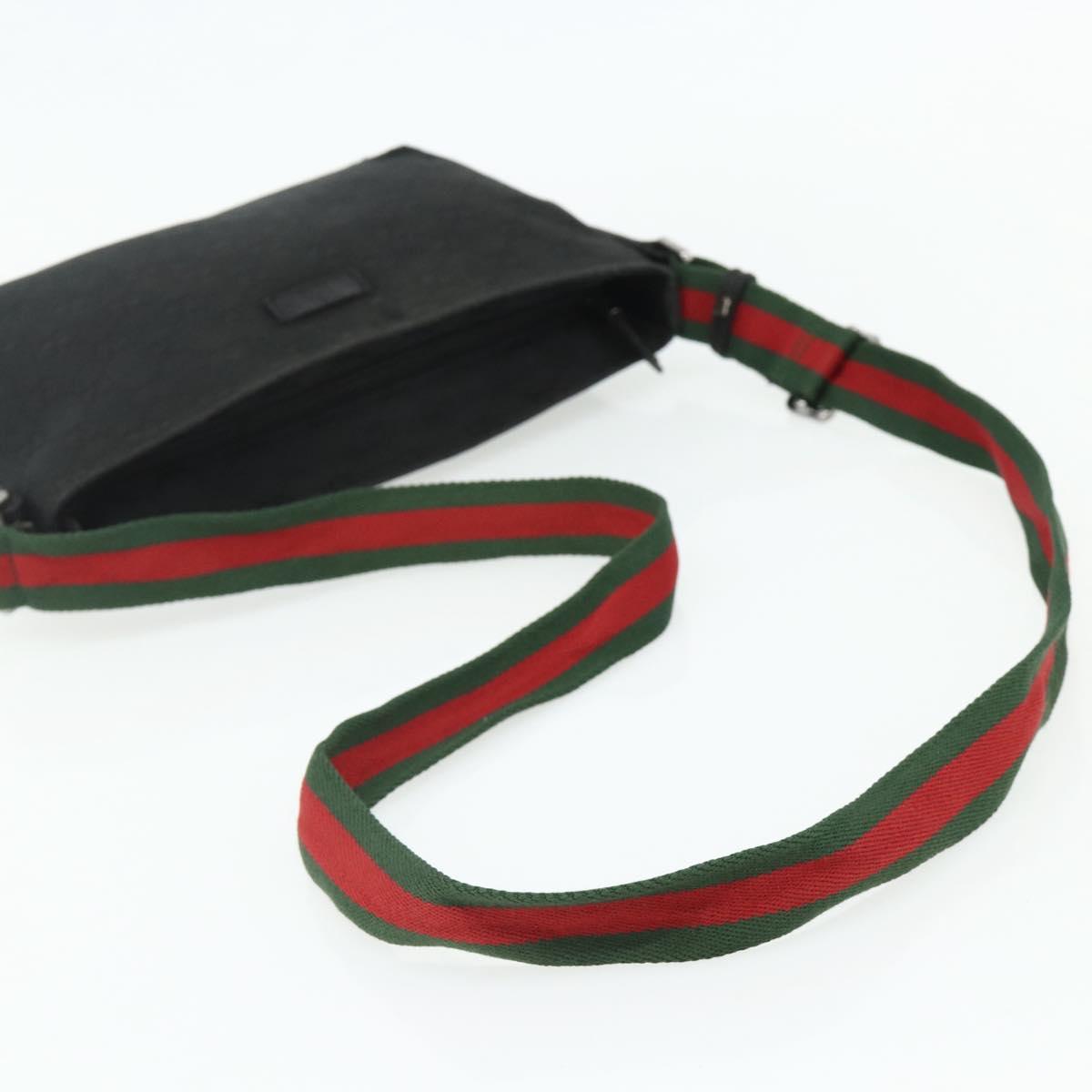 GUCCI Web Sherry Line GG Canvas Shoulder Bag Black Red Green 189749 Auth 179252