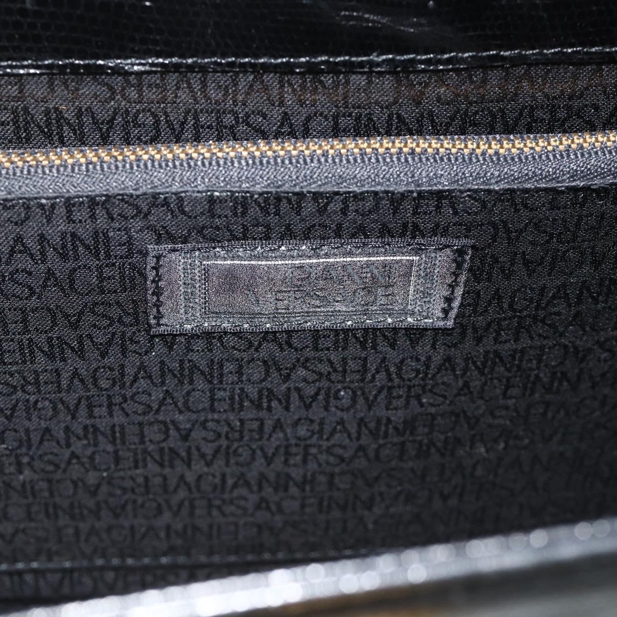 Gianni Versace Tote Bag Leather Black Gold Auth 179254A