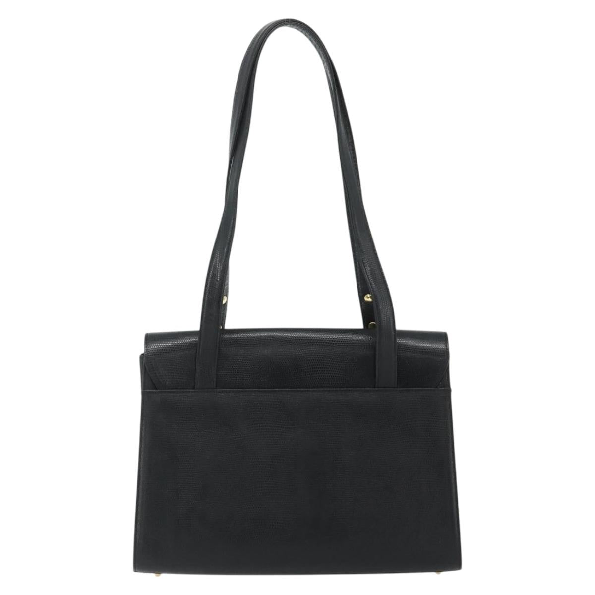 Gianni Versace Tote Bag Leather Black Gold Auth 179254A