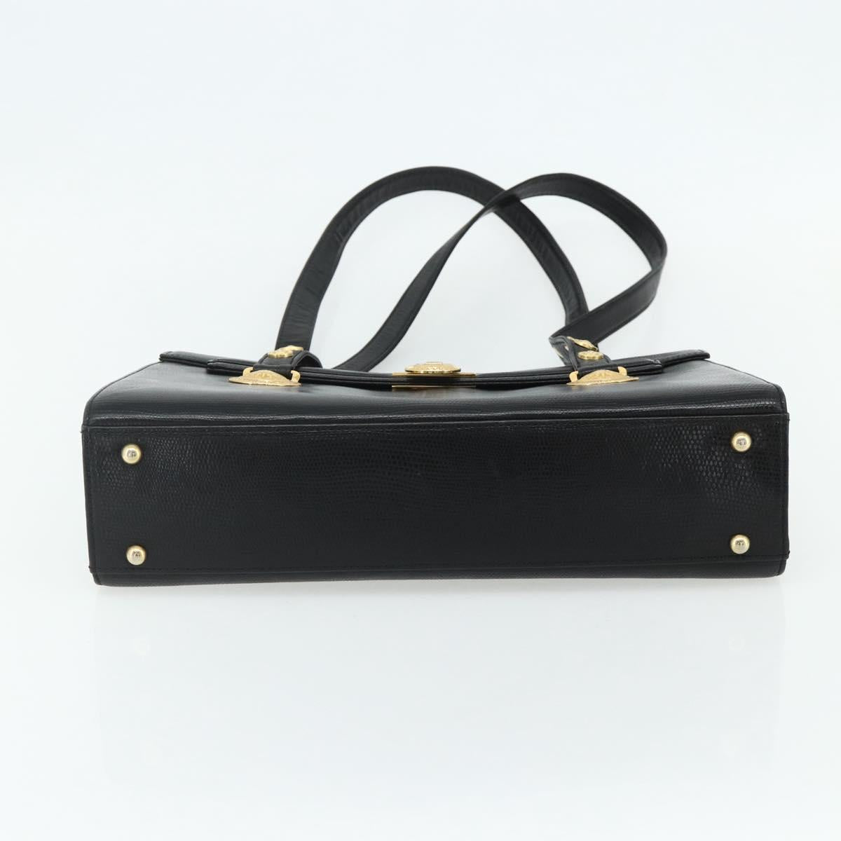 Gianni Versace Tote Bag Leather Black Gold Auth 179254A