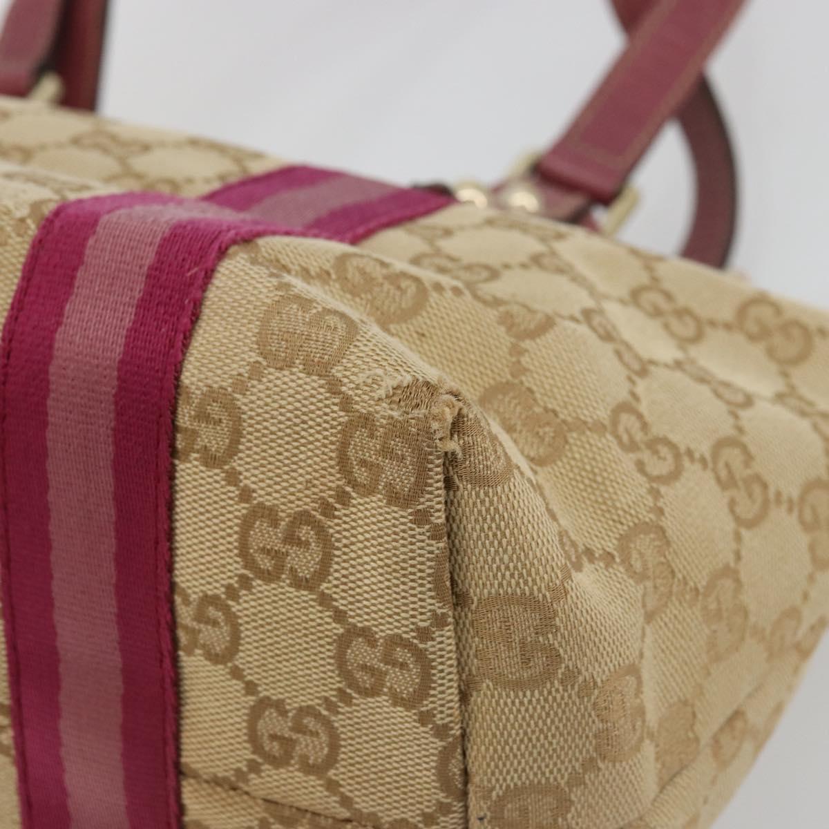 GUCCI GG Canvas Sherry Line Tote Bag Beige Gold pink 137395 Auth 179258