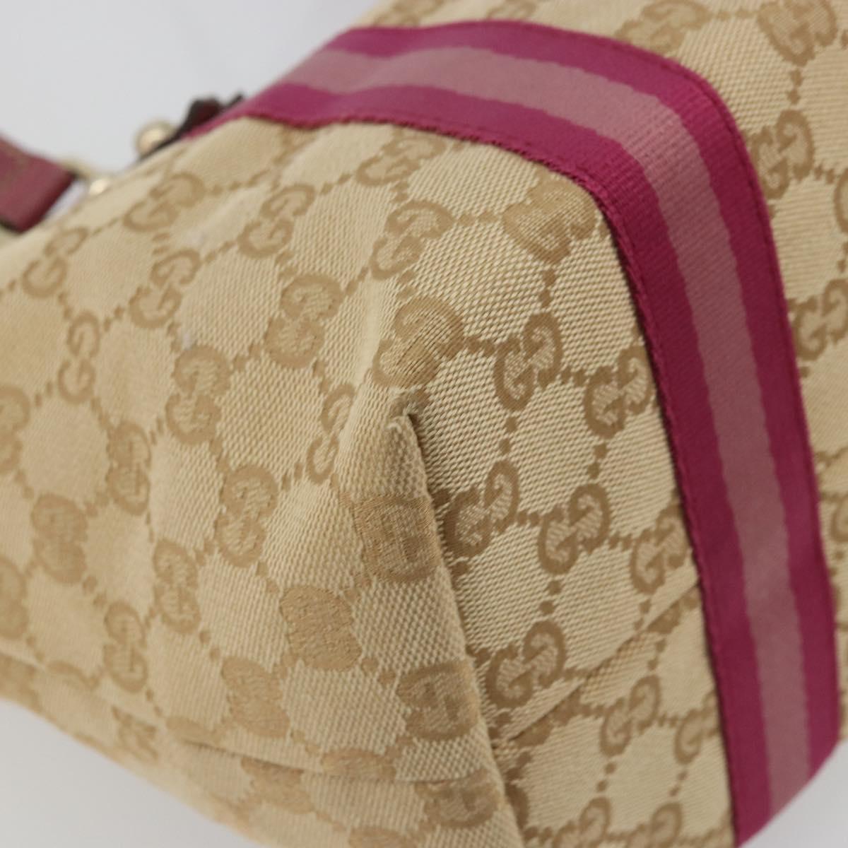 GUCCI GG Canvas Sherry Line Tote Bag Beige Gold pink 137395 Auth 179258
