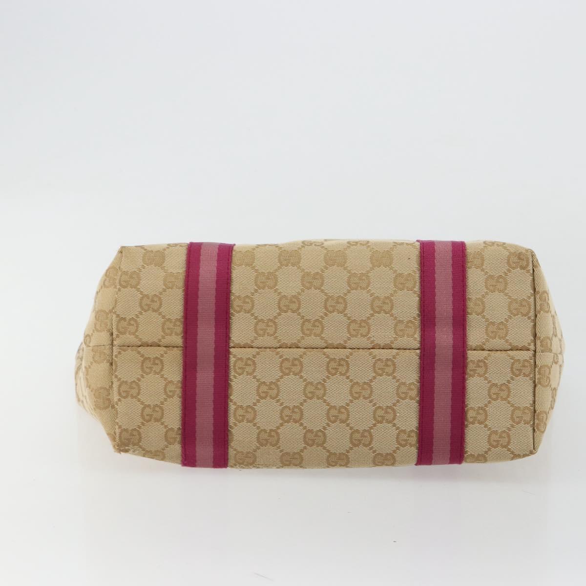 GUCCI GG Canvas Sherry Line Tote Bag Beige Gold pink 137395 Auth 179258