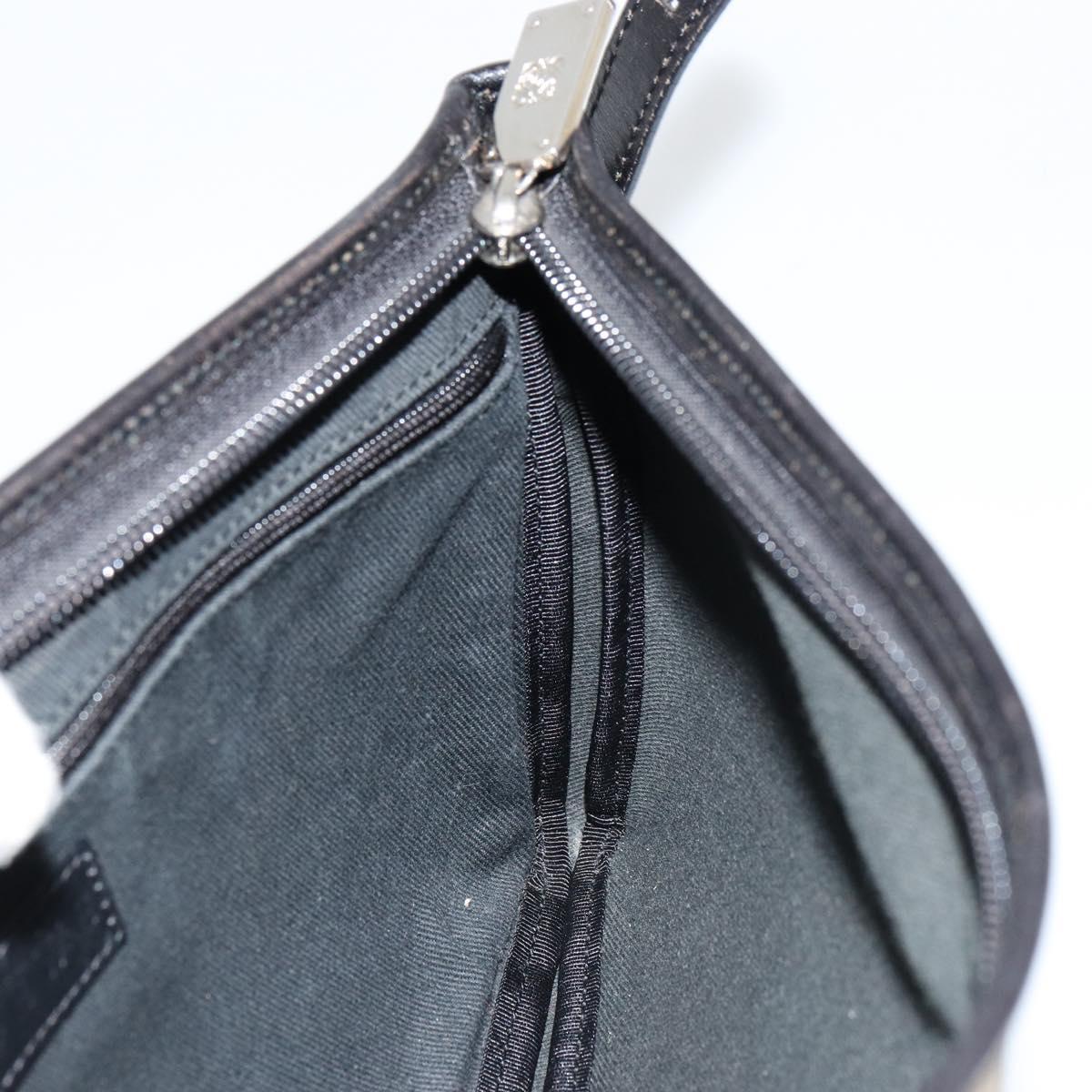 LOEWE Anagram Shoulder Bag Canvas Silver Beige Auth 179259A