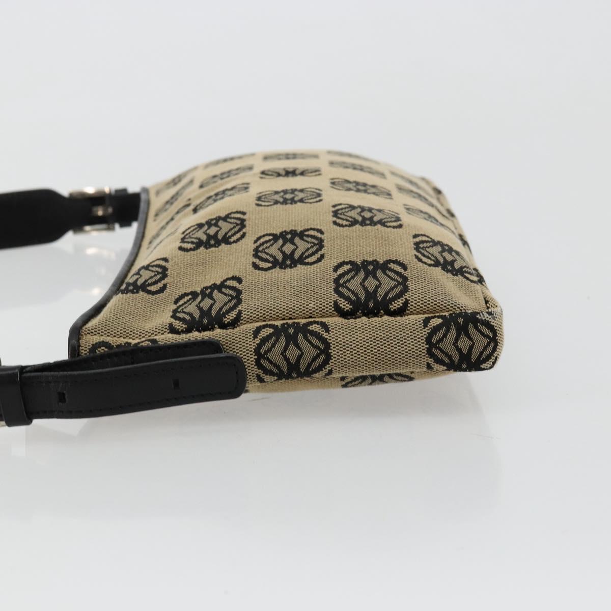 LOEWE Anagram Shoulder Bag Canvas Silver Beige Auth 179259A