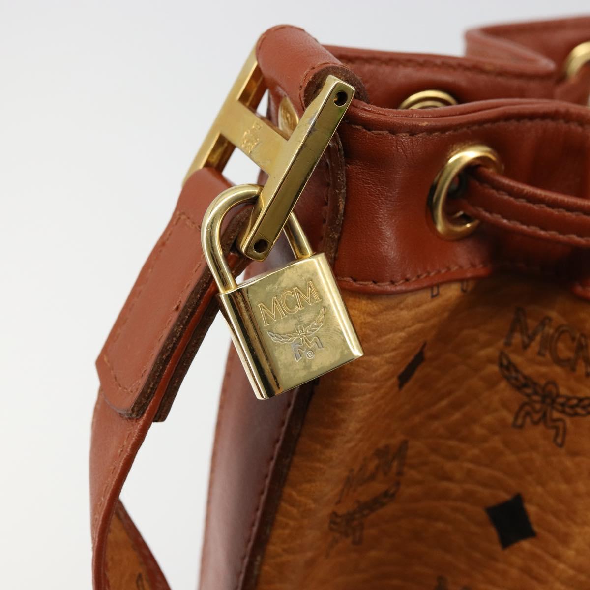 MCM Vicetos Logogram Shoulder Bag PVC Leather Brown Gold Auth 179264A