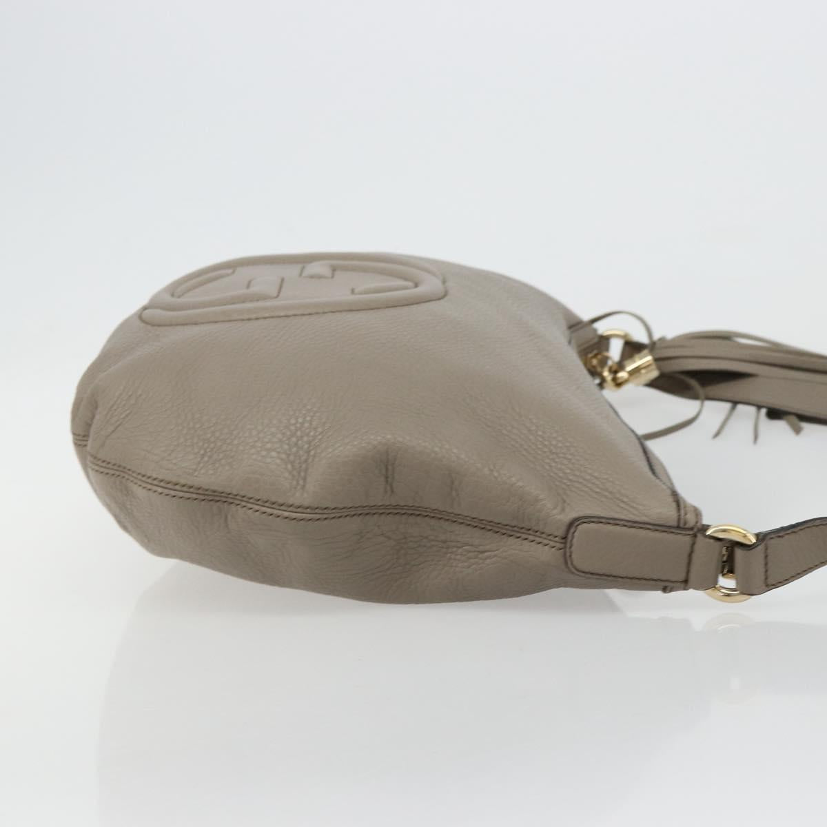 GUCCI Soho Shoulder Bag Leather Gray Gold 295175 Auth 179265A