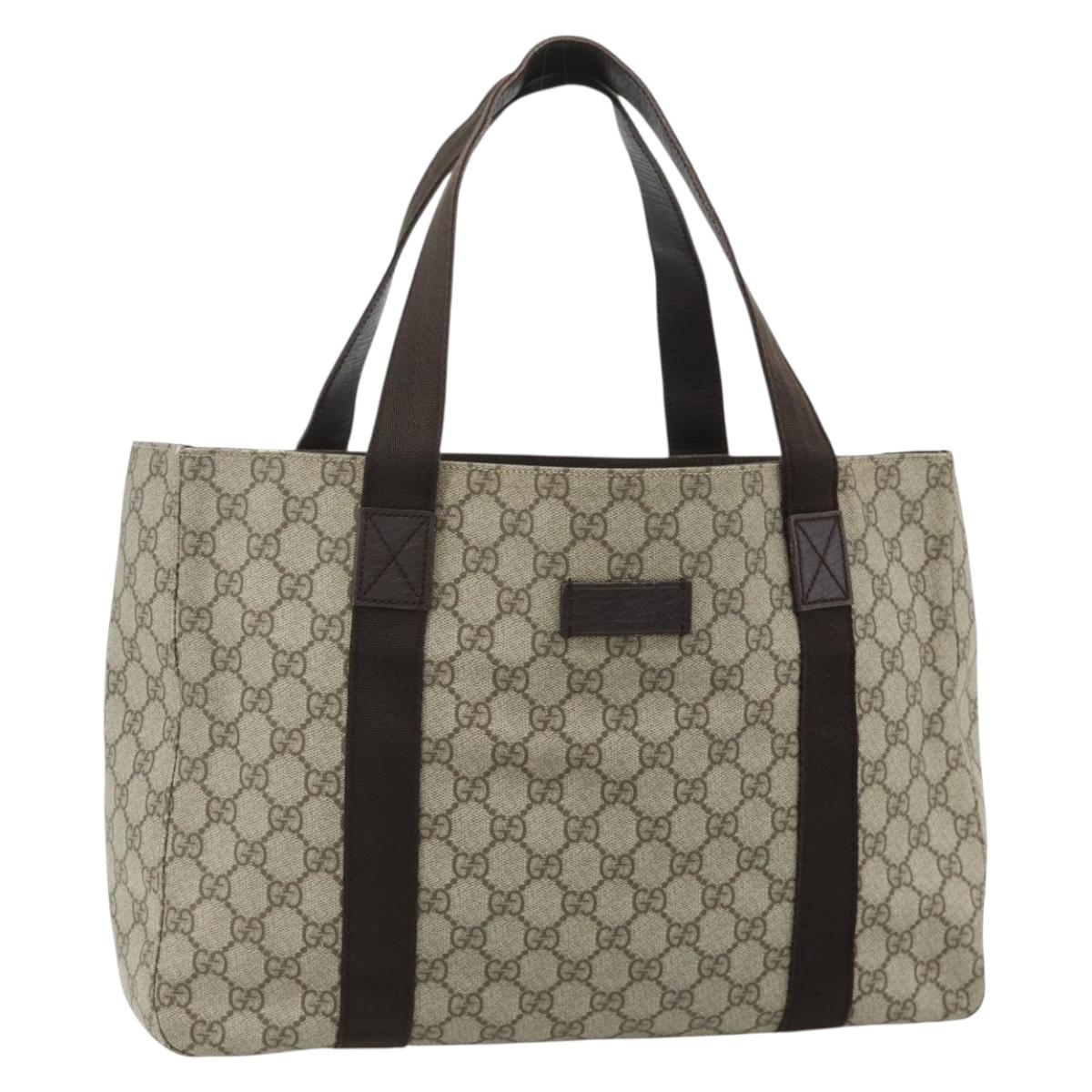 GUCCI GG Supreme Tote Bag PVC Beige 141624 Auth 179266A