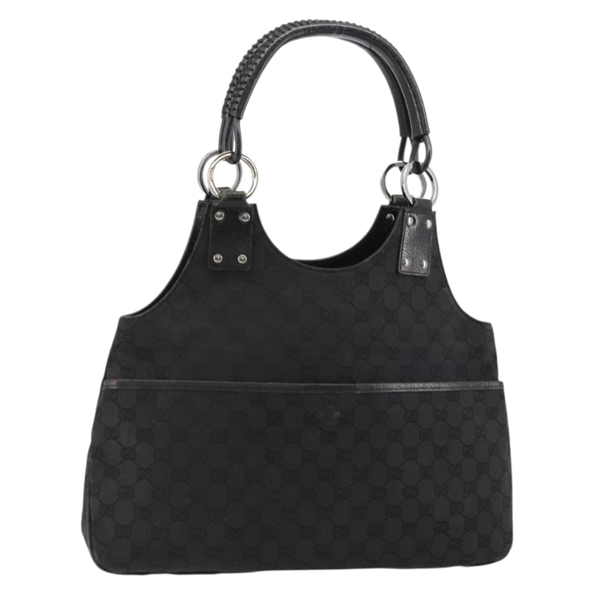 GUCCI GG Canvas Hand Bag Black Silver 132260 Auth 179267A