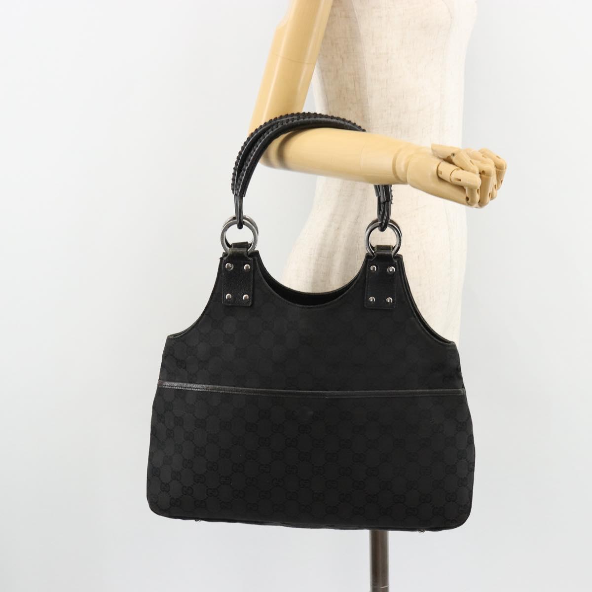 GUCCI GG Canvas Hand Bag Black Silver 132260 Auth 179267A