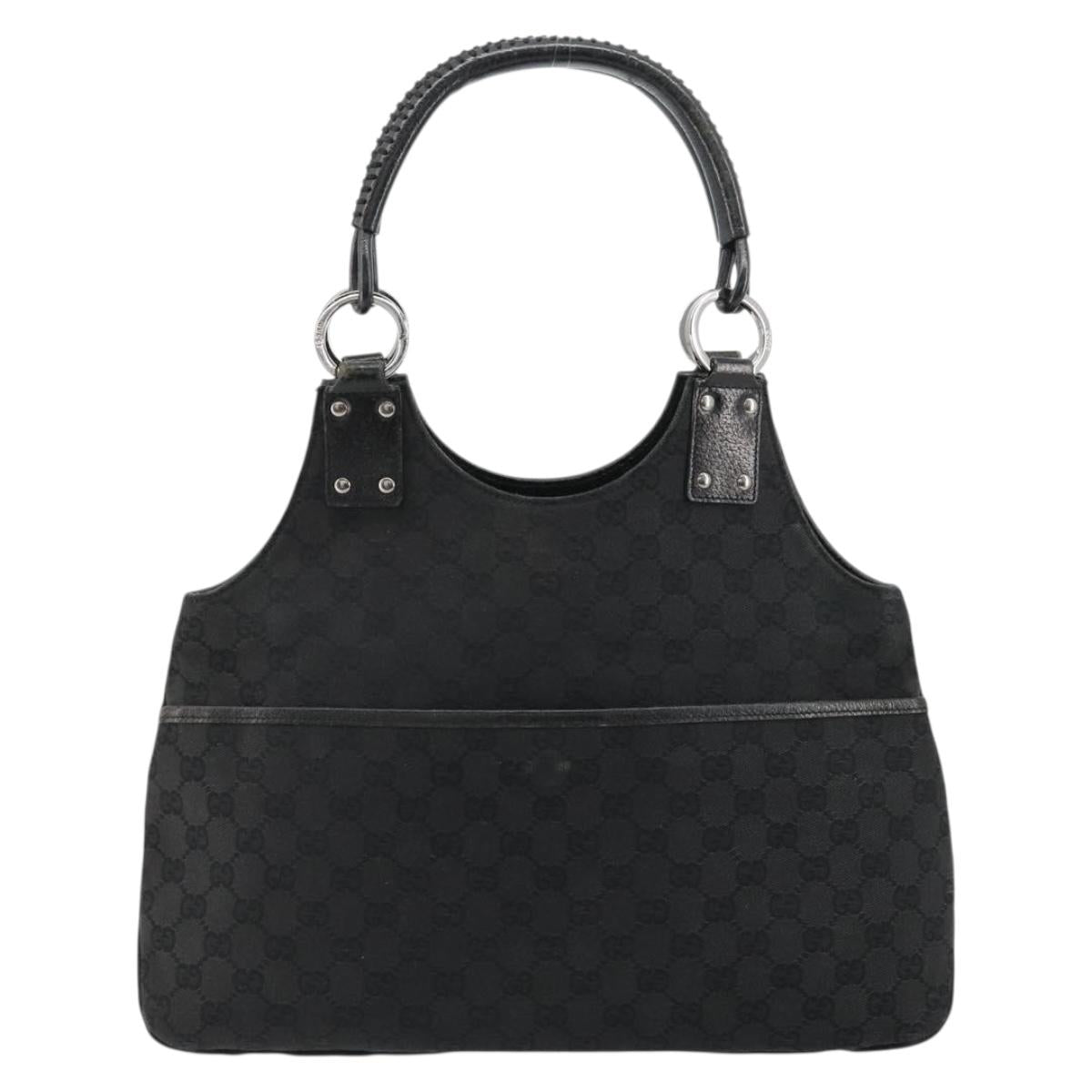 GUCCI GG Canvas Hand Bag Black Silver 132260 Auth 179267A