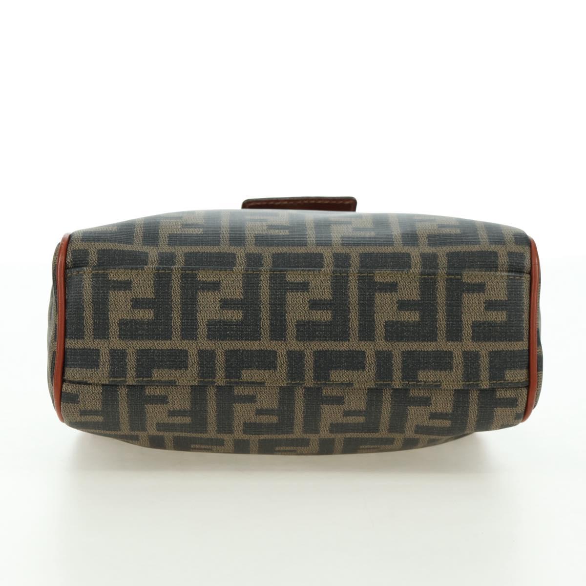FENDI Zucca Canvas Shoulder Bag Black Brown Auth 179273V