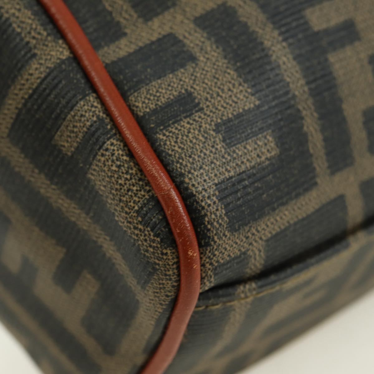FENDI Zucca Canvas Shoulder Bag Black Brown Auth 179273V