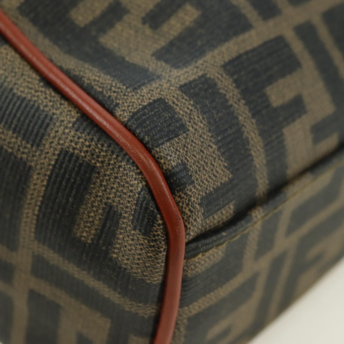 FENDI Zucca Canvas Shoulder Bag Black Brown Auth 179273V