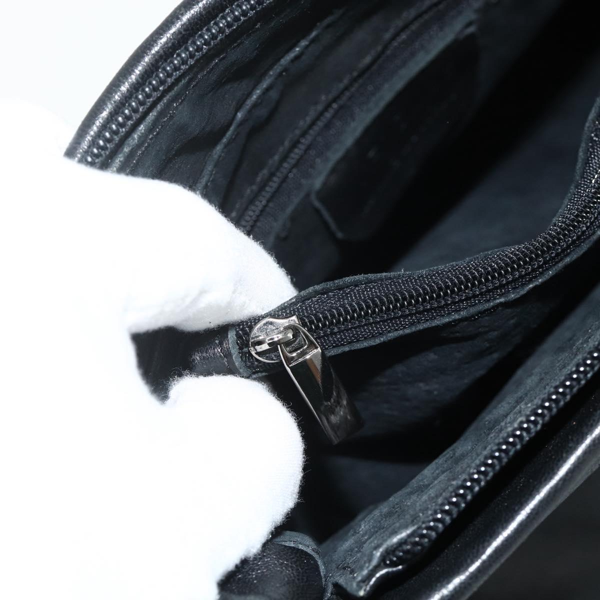 VERSACE Shoulder Bag Leather Black Gold Auth 179275A