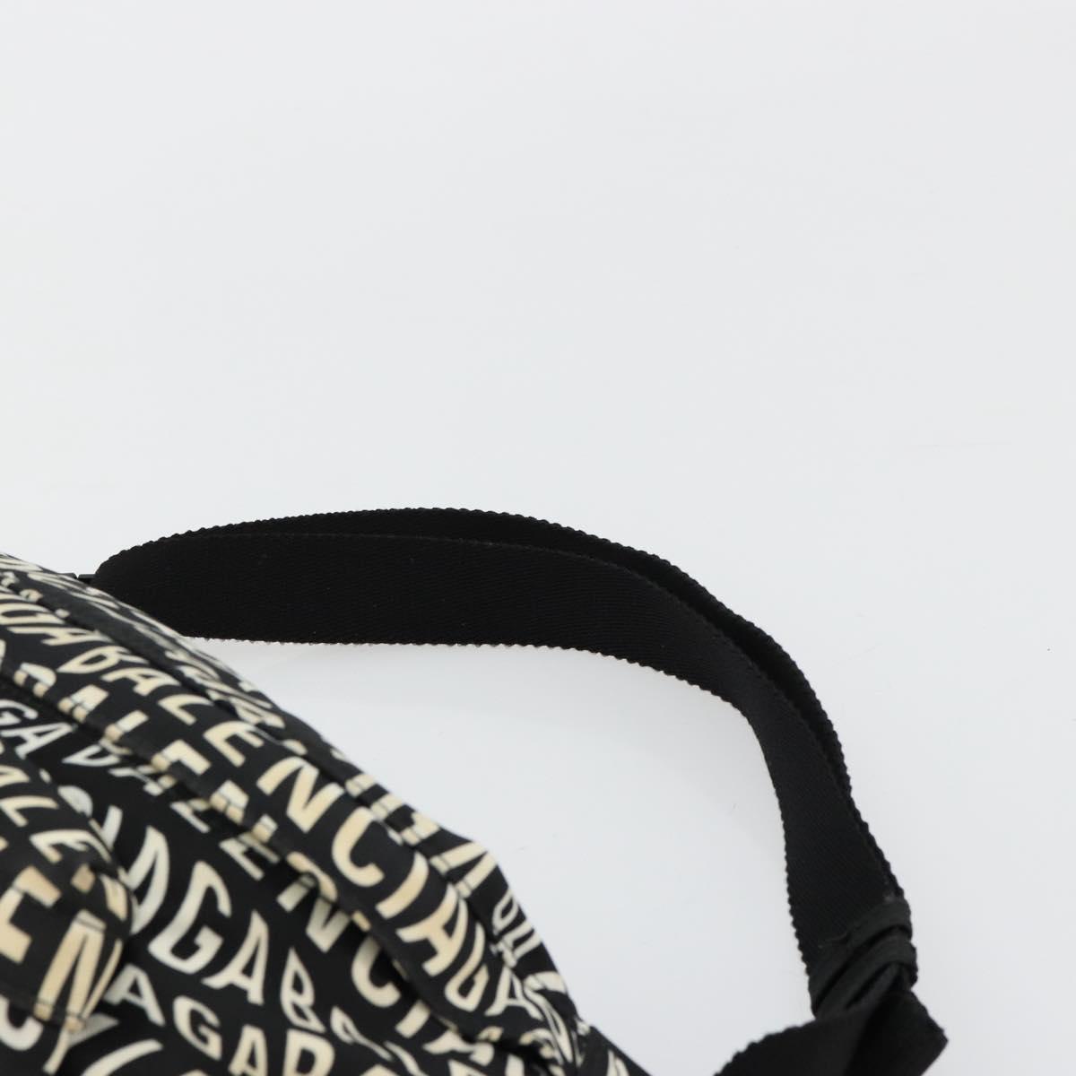 BALENCIAGA Body Bag Canvas Black Silver Auth 179277A