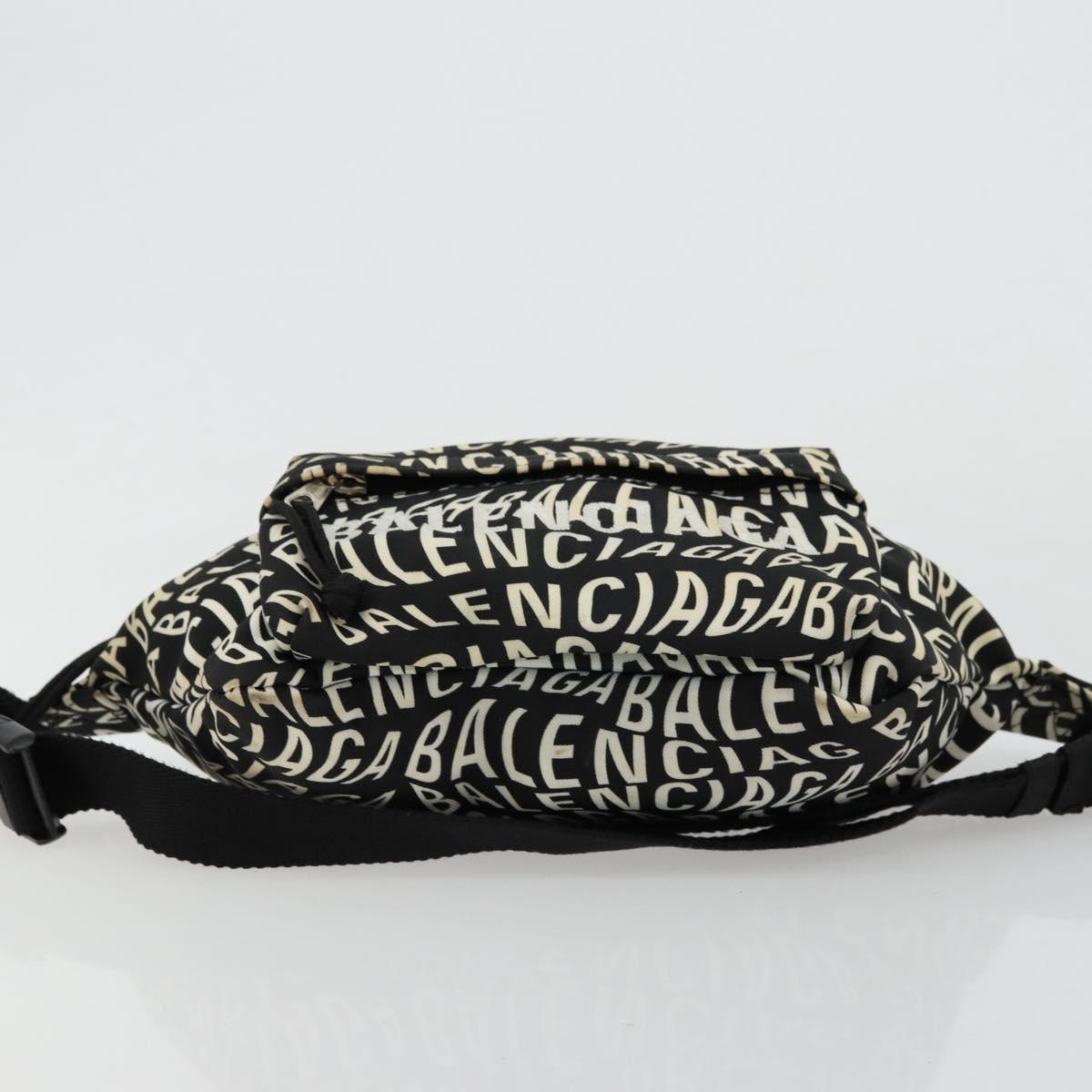 BALENCIAGA Body Bag Canvas Black Silver Auth 179277A