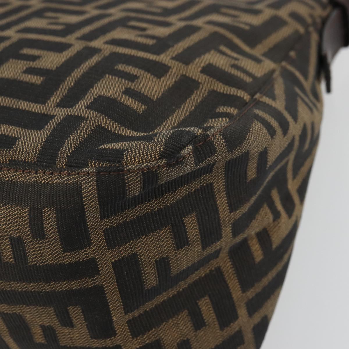 FENDI Zucca Canvas Mamma Baguette Shoulder Bag Black Brown Auth 179280A