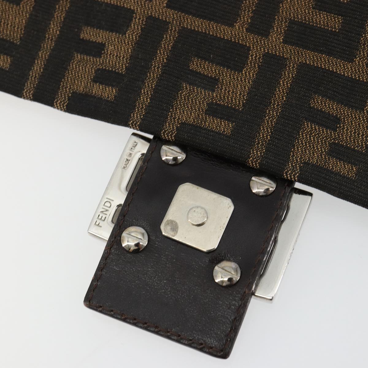 FENDI Zucca Canvas Mamma Baguette Shoulder Bag Black Brown Auth 179280A