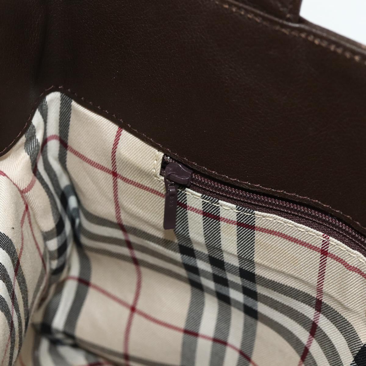 BURBERRY Hand Bag Leather Brown Gold Auth 179281A