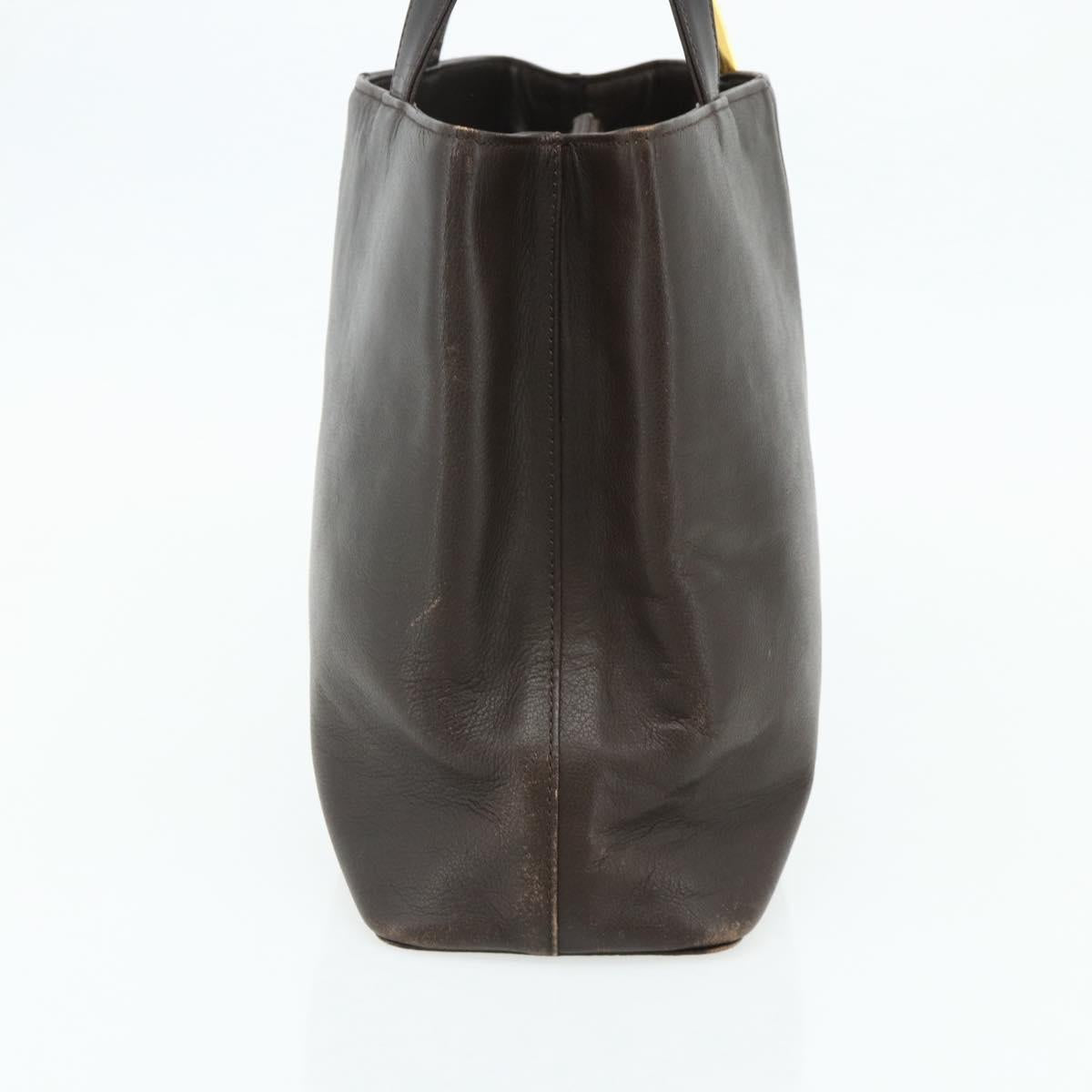 BURBERRY Hand Bag Leather Brown Gold Auth 179281A