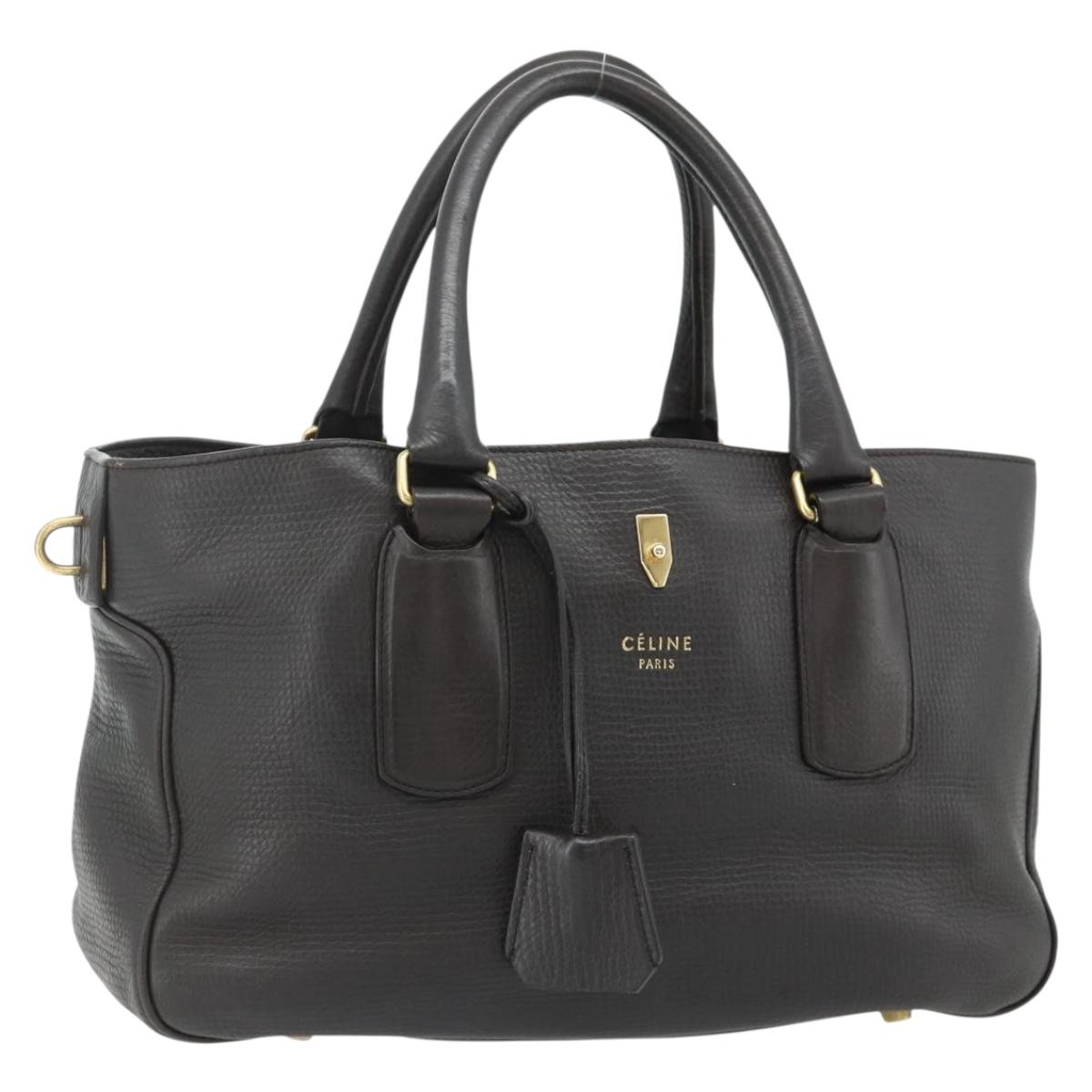 CELINE New Boogie Bag Hand Bag Leather Brown Gold Auth 179282A