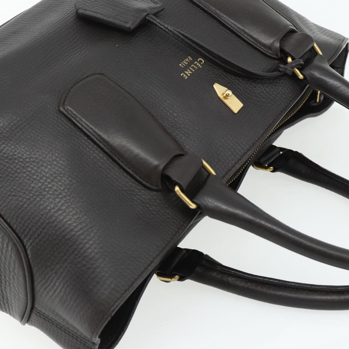 CELINE New Boogie Bag Hand Bag Leather Brown Gold Auth 179282A