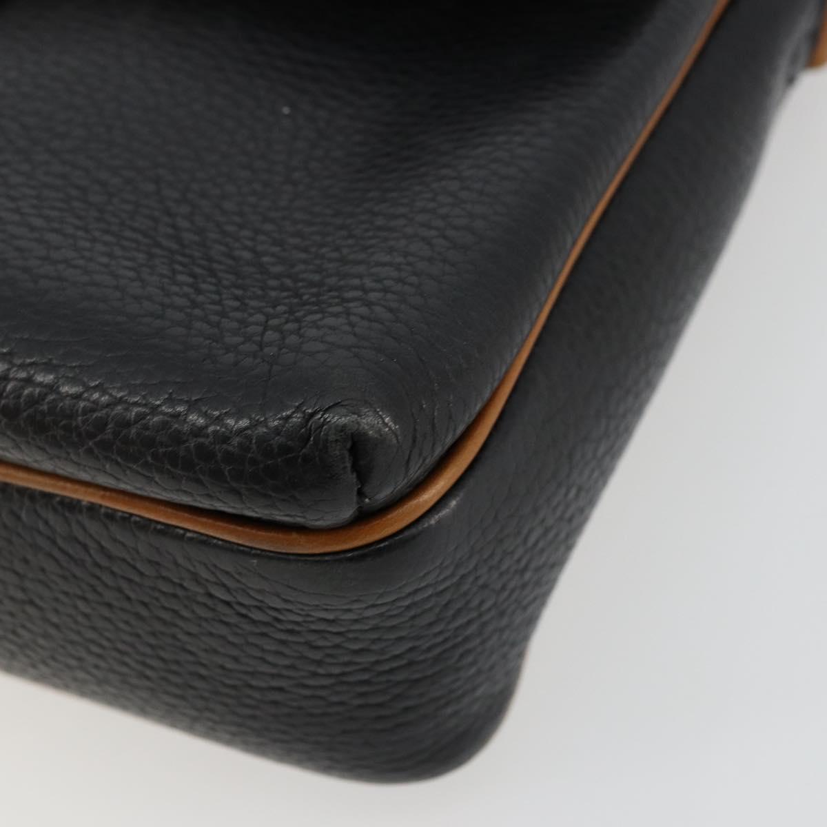 CELINE Shoulder Bag Leather Black Gold Auth 179287