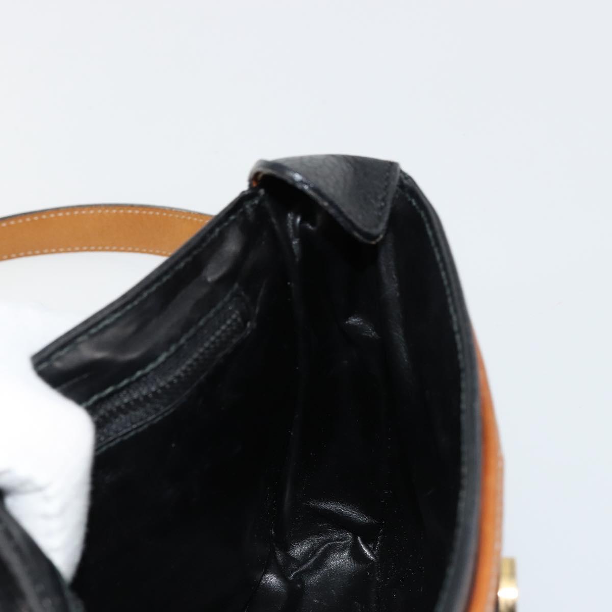 CELINE Shoulder Bag Leather Black Gold Auth 179287