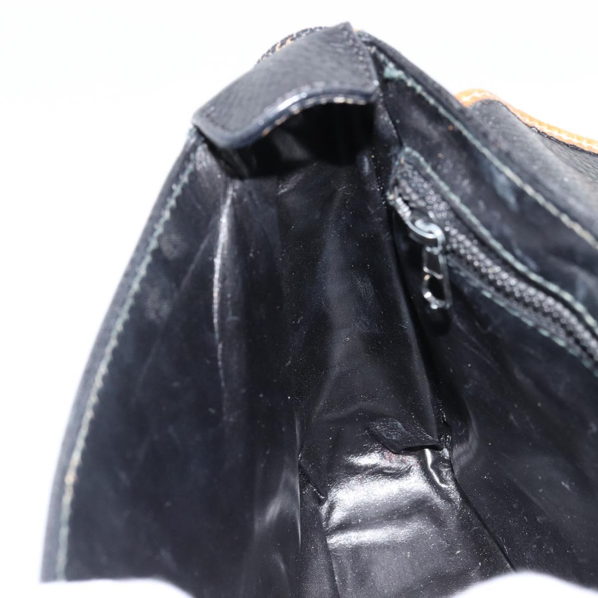 CELINE Shoulder Bag Leather Black Gold Auth 179287