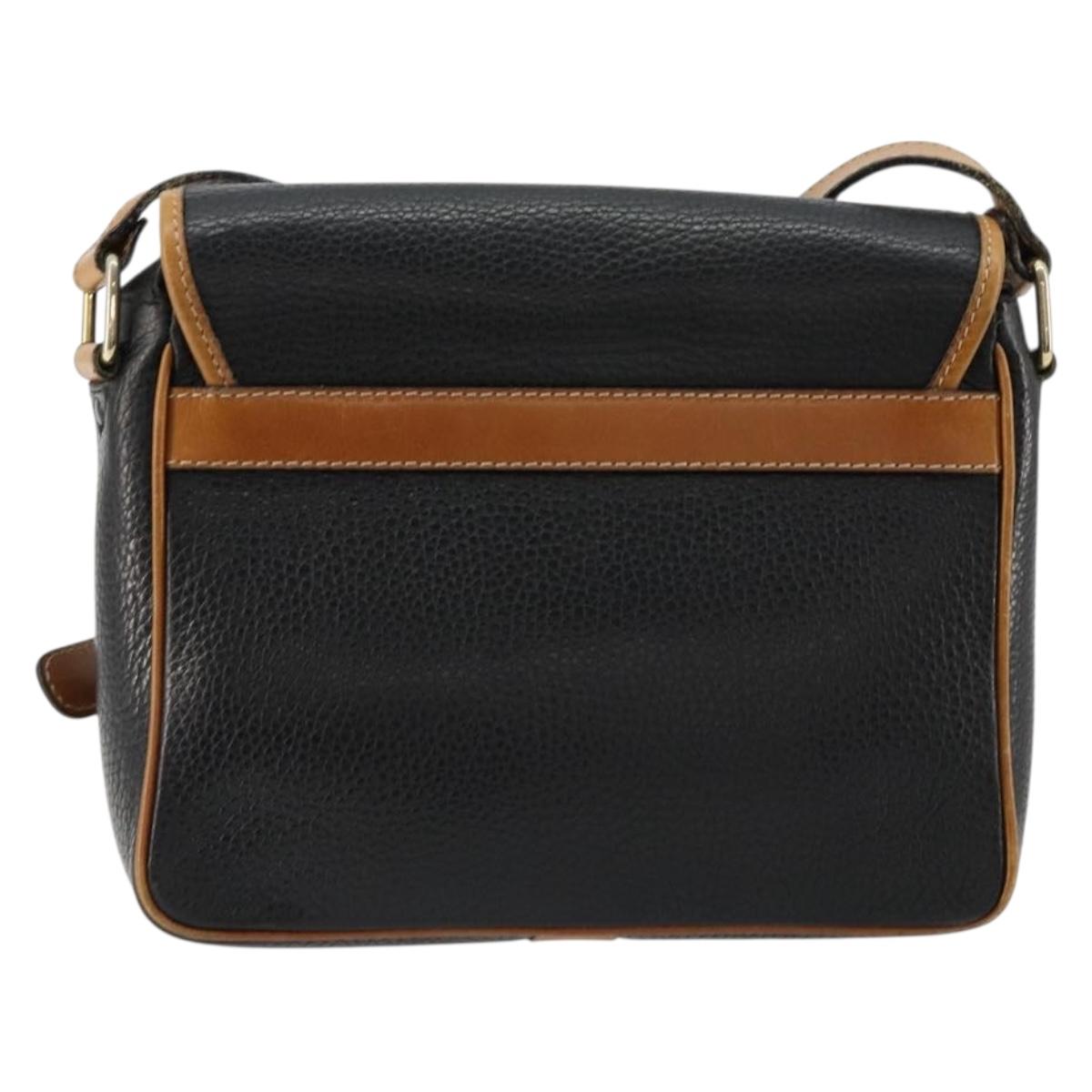 CELINE Shoulder Bag Leather Black Gold Auth 179287