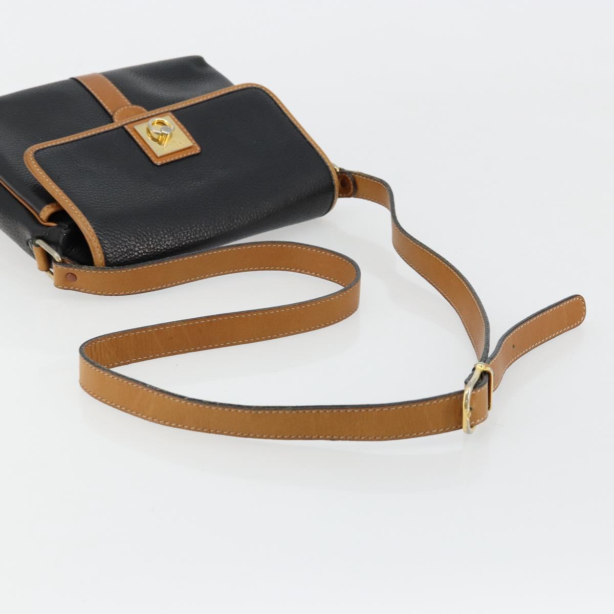 CELINE Shoulder Bag Leather Black Gold Auth 179287