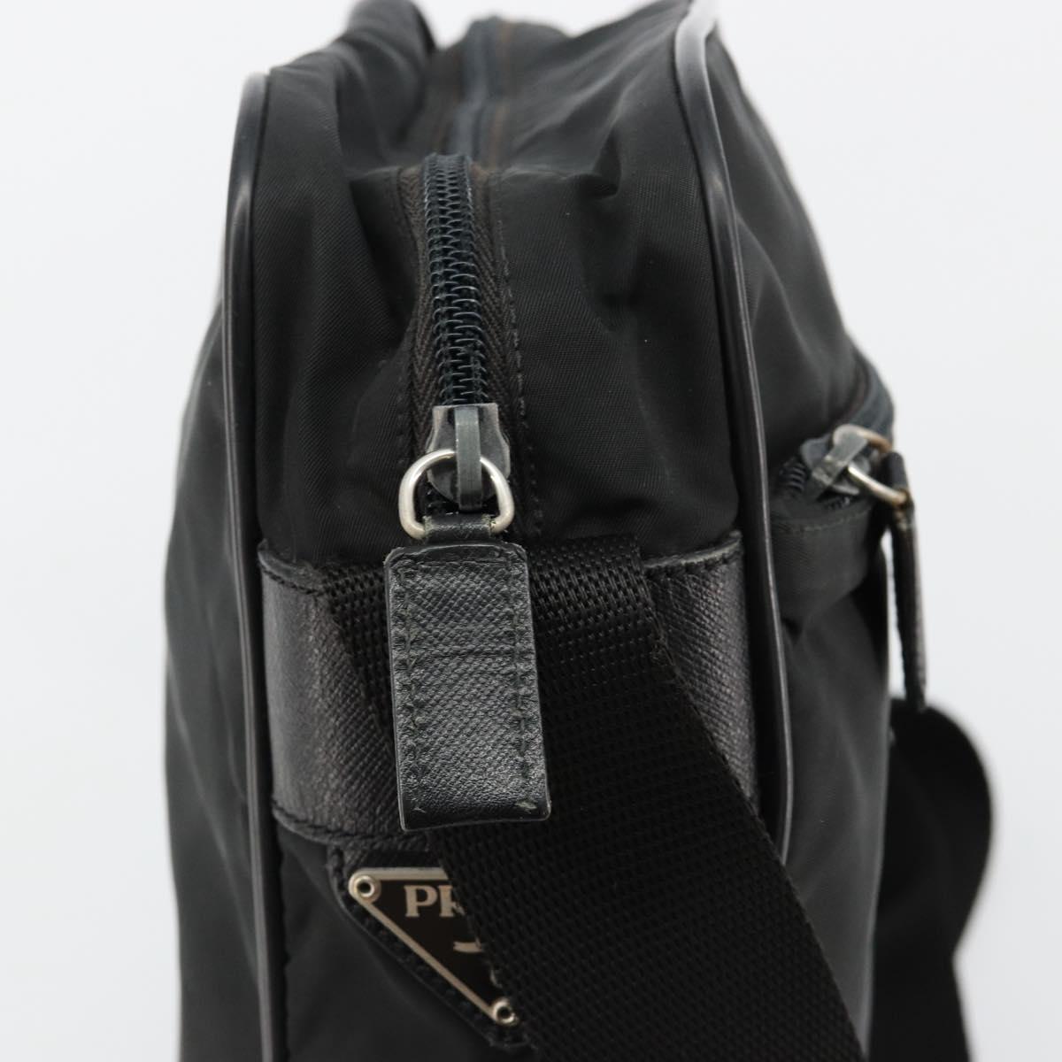 PRADA Shoulder Bag Nylon Black Silver Auth 179291
